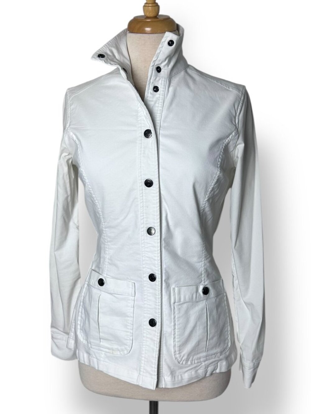 Anatomie Womens White Jane Saira Utility Jacket Snaps Pockets High Neck Sz XS